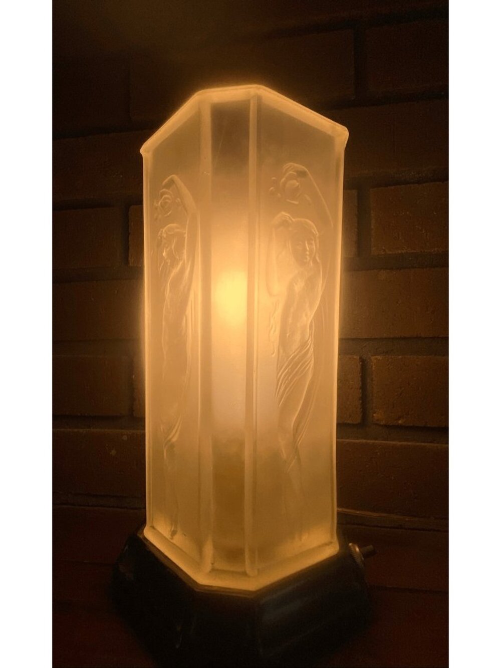 Vintage Tiffin #16265 Art Deco Nude Lady Dancing Glass Torchiere Lamp with Embos - Picture 7 of 8